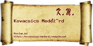 Kovacsics Medárd névjegykártya